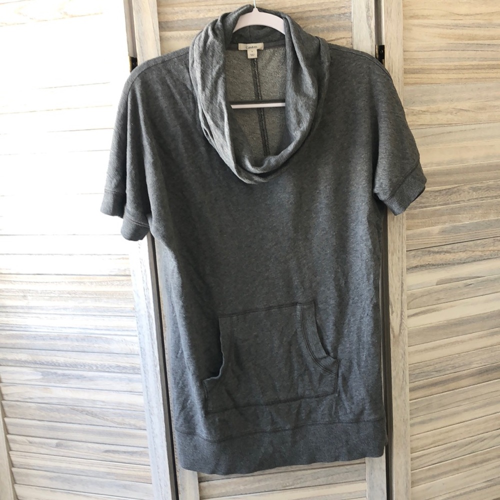 Short sleeved cowl neck sweatshirt